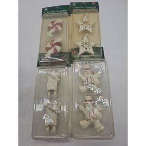 Christmas House Lot Of 4  Ornaments with 24kt Gold Trim Snowman Sleigh Candy New